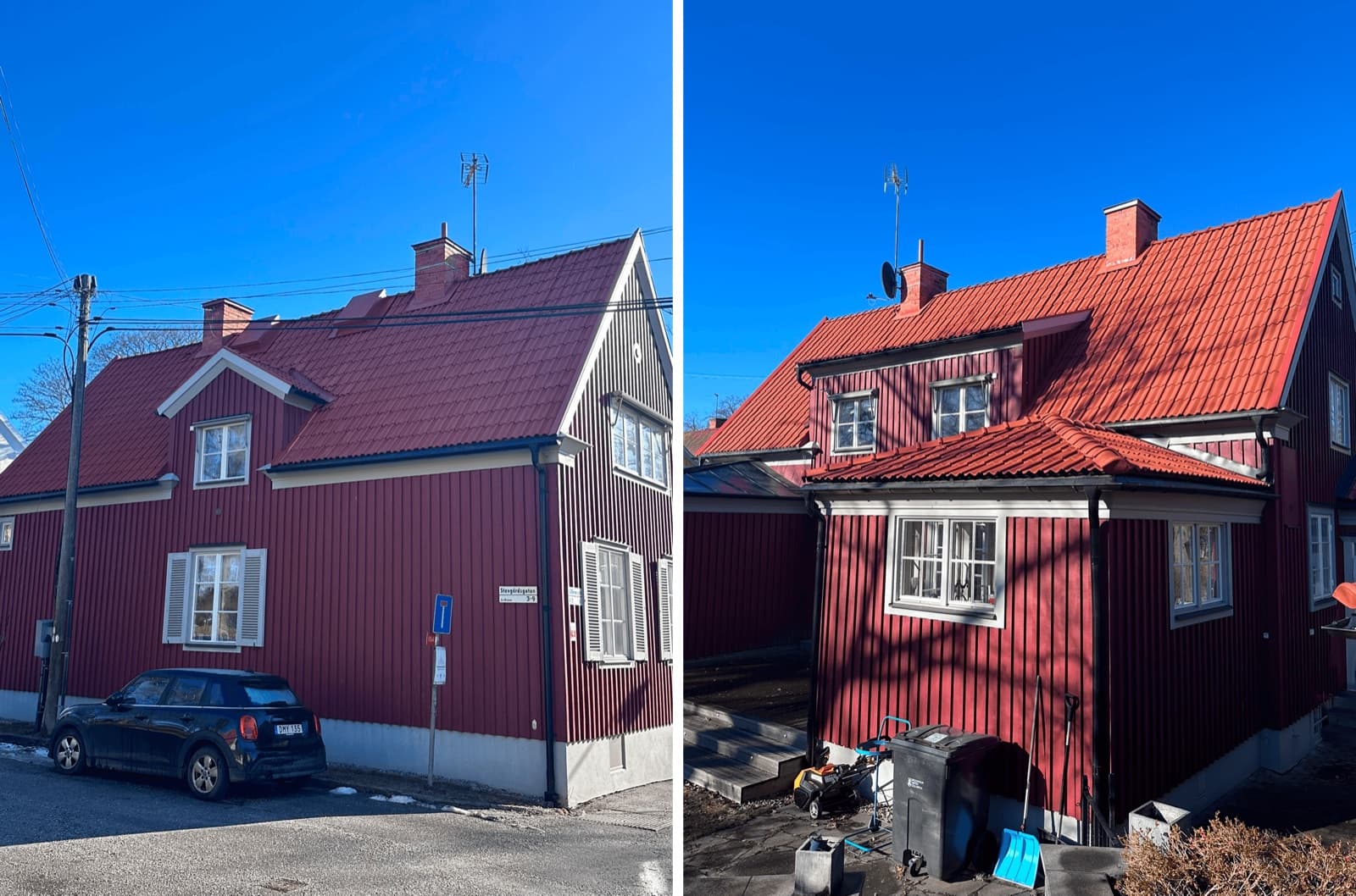 Rött hus – före och efter takbyte